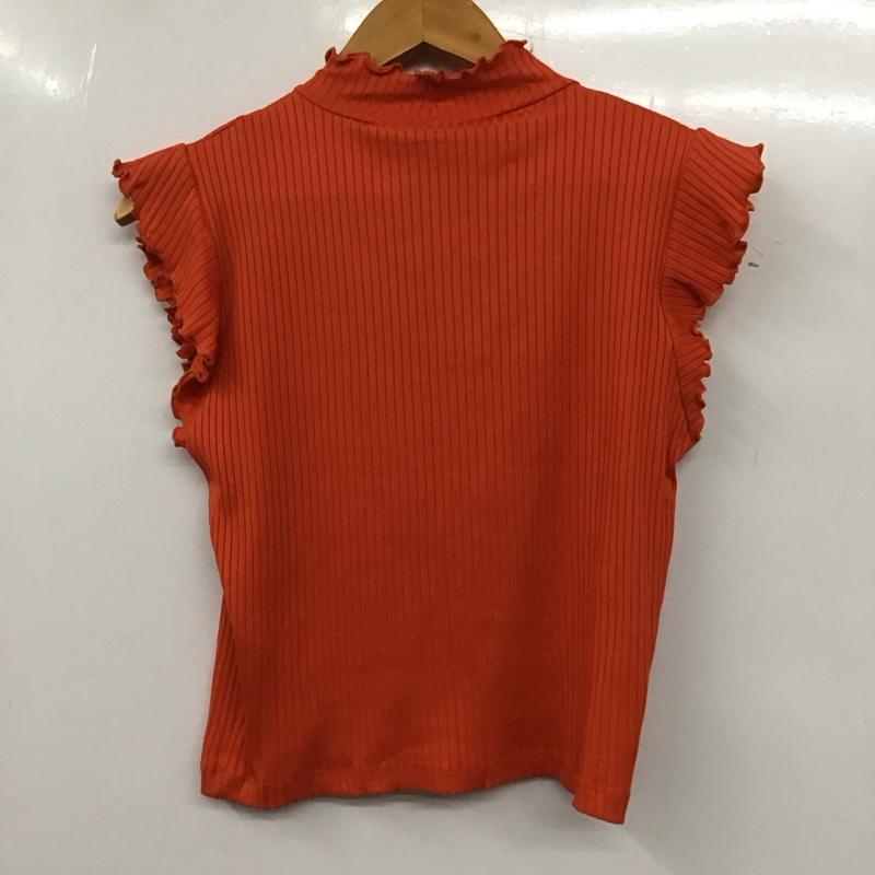ザラ ZARA カットソー 半袖 ノースリーブカットソー リブカットソー XL 無地 橙 / オレンジ /  レディース USED 古着 中古 10135556