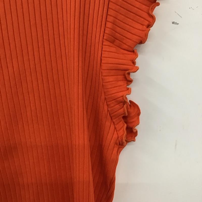 ザラ ZARA カットソー 半袖 ノースリーブカットソー リブカットソー XL 無地 橙 / オレンジ /  レディース USED 古着 中古 10135556