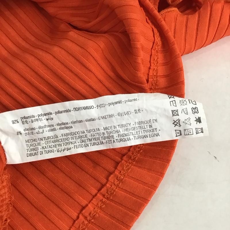 ザラ ZARA カットソー 半袖 ノースリーブカットソー リブカットソー XL 無地 橙 / オレンジ /  レディース USED 古着 中古 10135556