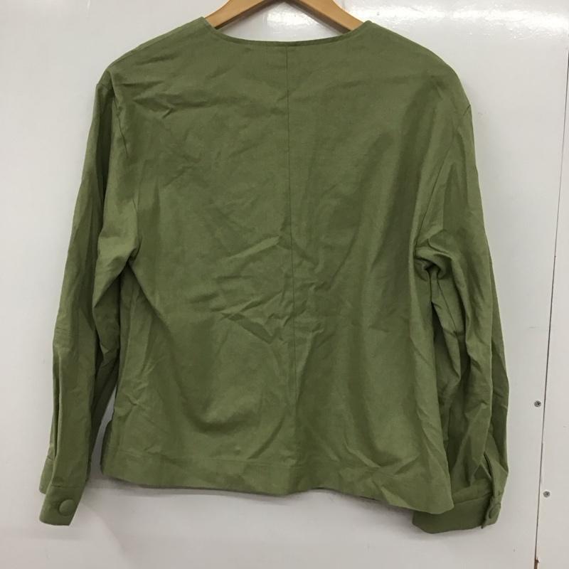 メルロー merlot ジャケット、上着 ジャケット、ブレザー 長袖ジャケット アウター 前ボタン ノーカラージャケット FREE 無地 カーキ / カーキ /  レディース USED 古着 中古 10135558