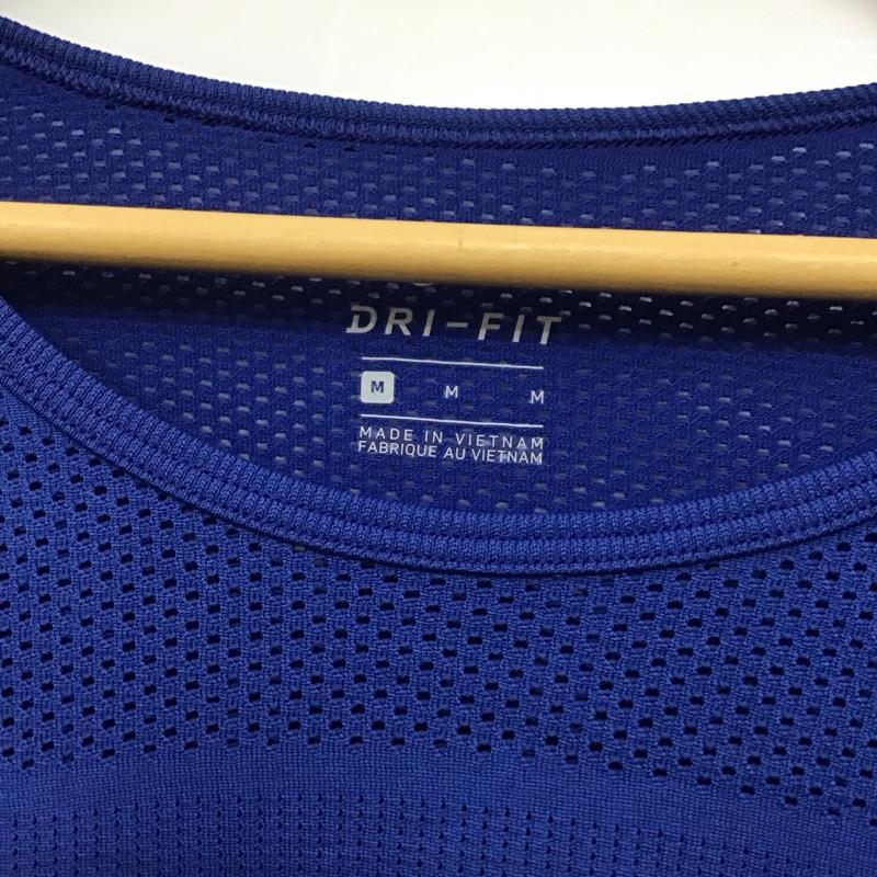 ナイキ NIKE Tシャツ 長袖 AT0783-438 DRI-FIT スポーツウェア メッシュ タグ付き M ワンポイント 青 / ブルー /  レディース USED 古着 中古 10135599