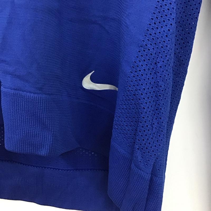 ナイキ NIKE Tシャツ 長袖 AT0783-438 DRI-FIT スポーツウェア メッシュ タグ付き M ワンポイント 青 / ブルー /  レディース USED 古着 中古 10135599