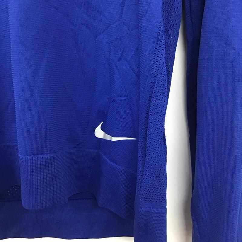 ナイキ NIKE Tシャツ 長袖 AT0783-438 DRI-FIT スポーツウェア メッシュ タグ付き L ワンポイント 青 / ブルー /  レディース USED 古着 中古 10135600
