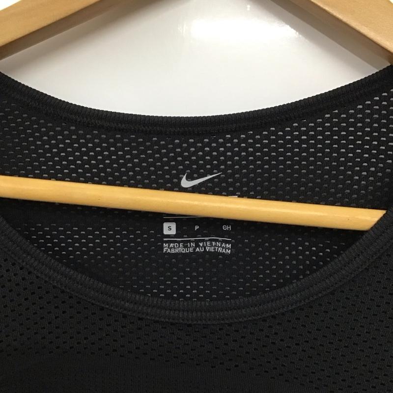 ナイキ NIKE Tシャツ 長袖 AT0783-010 DRI-FIT スポーツウェア メッシュ タグ付き S ワンポイント 黒 / ブラック /  レディース USED 古着 中古 10135601