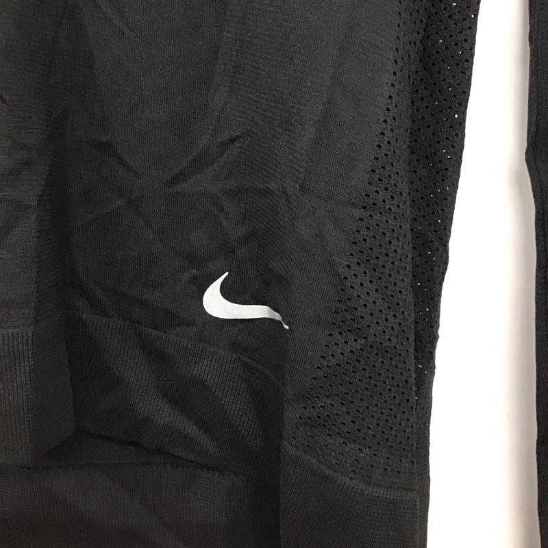 ナイキ NIKE Tシャツ 長袖 AT0783-010 DRI-FIT スポーツウェア メッシュ タグ付き S ワンポイント 黒 / ブラック /  レディース USED 古着 中古 10135601