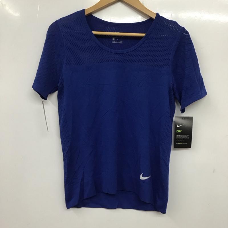 ナイキ NIKE Tシャツ 半袖 AT0579-438 DRI-FIT メッシュ タグ付き M ワンポイント 青 / ブルー /  レディース USED 古着 中古 10135605