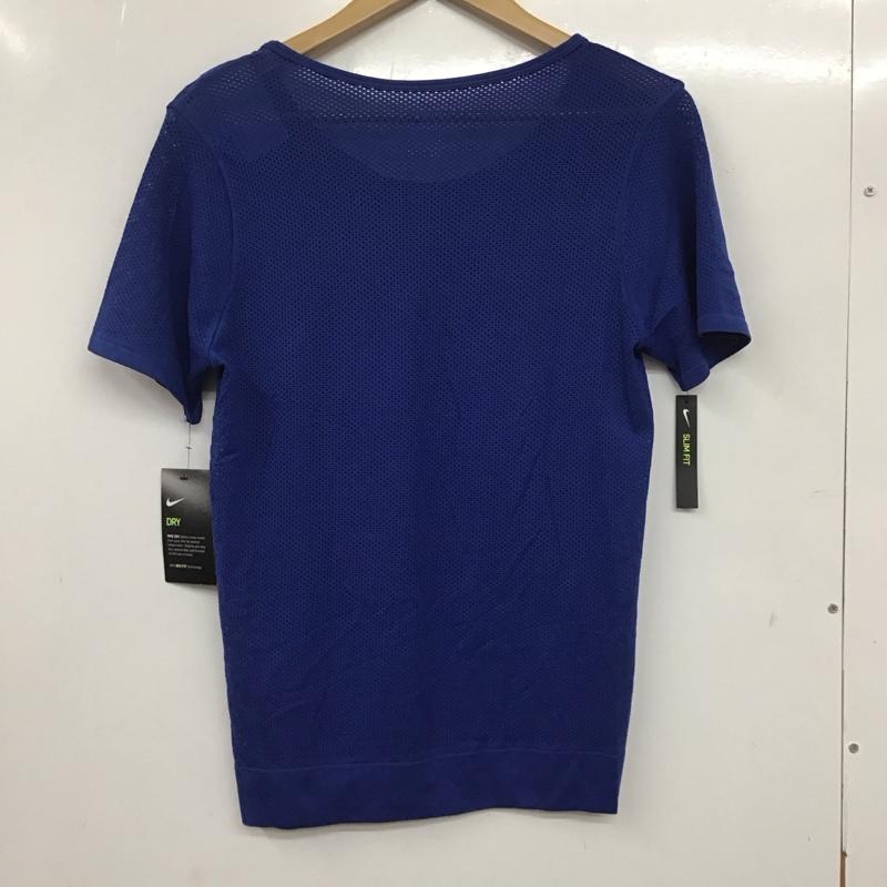 ナイキ NIKE Tシャツ 半袖 AT0579-438 DRI-FIT メッシュ タグ付き L ワンポイント 青 / ブルー /  レディース USED 古着 中古 10135608