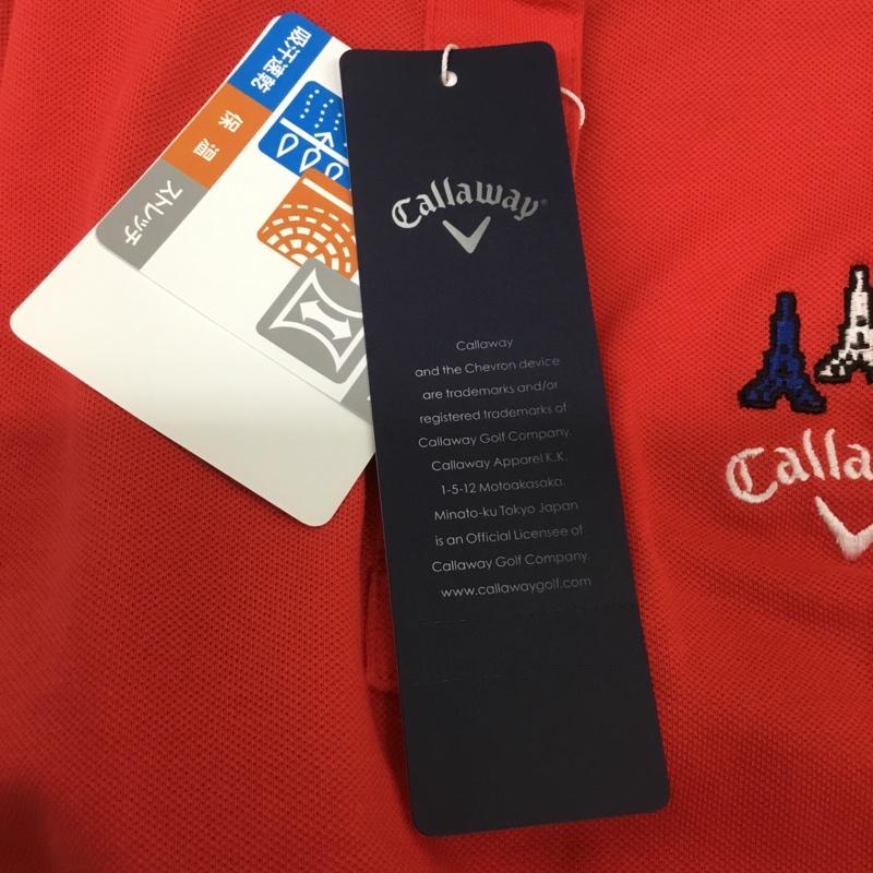 キャロウェイ CALLAWAY ポロシャツ 半袖 241-8251800 ゴルフウェア ストレッチ タグ付き S ロゴ、文字 赤 / レッド /  レディース USED 古着 中古 10135698