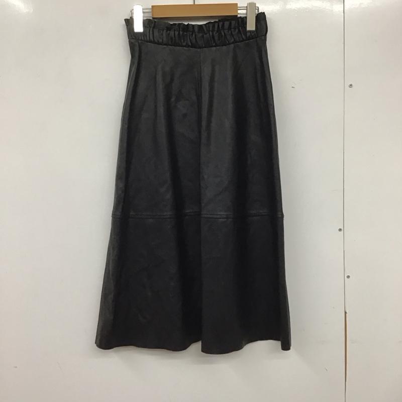 ザラベーシック ZARA BASIC スカート ひざ丈スカート タイトスカート フレアスカート フェイクレザースカート XS 無地 黒 / ブラック /  レディース USED 古着 中古 10135803