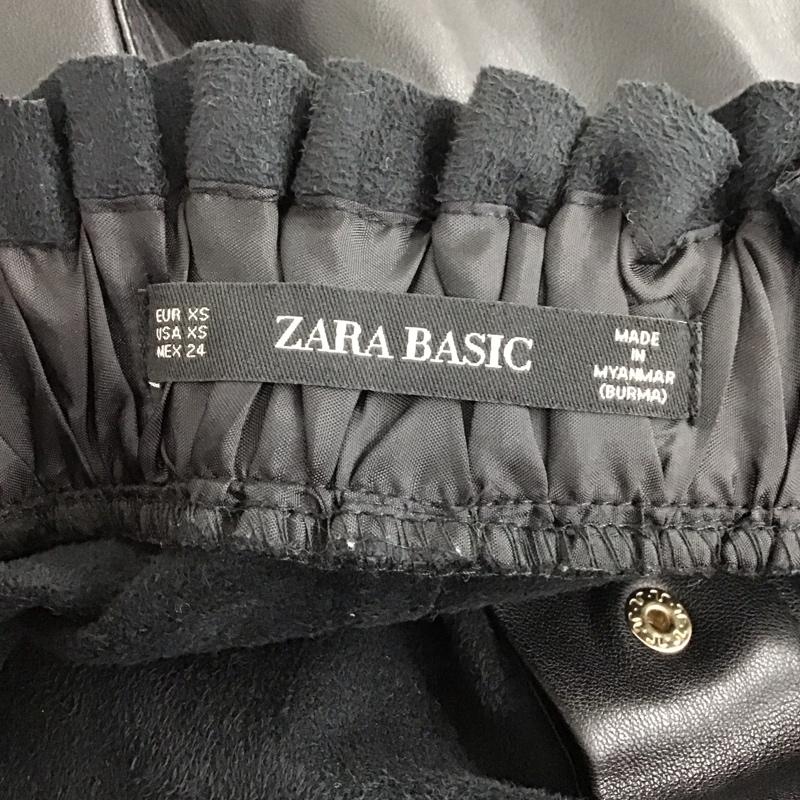 ザラベーシック ZARA BASIC スカート ひざ丈スカート タイトスカート フレアスカート フェイクレザースカート XS 無地 黒 / ブラック /  レディース USED 古着 中古 10135803