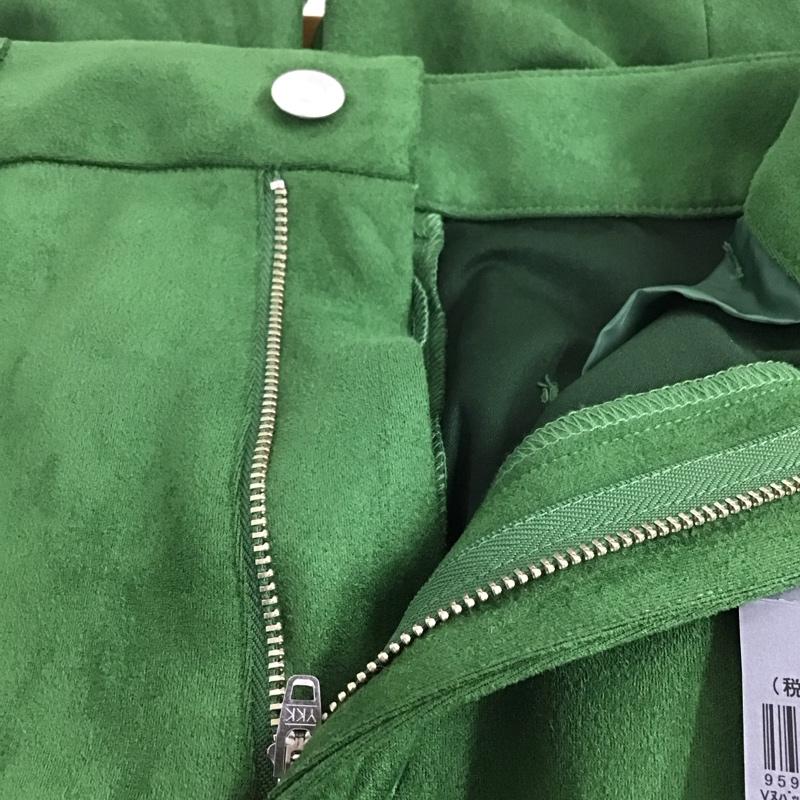 ジーナシス JEANASIS パンツ スラックス スリットフレアパンツ スリムパンツ ストレッチパンツ M 無地 緑 / グリーン /  レディース USED 古着 中古 10135805