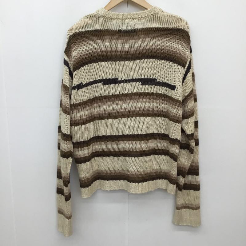 ステューシー STUSSY ニット、セーター 長袖 Tonal Stripe Linen Sweater M ボーダー柄 茶 / ブラウン /  メンズ USED 古着 中古 10135822
