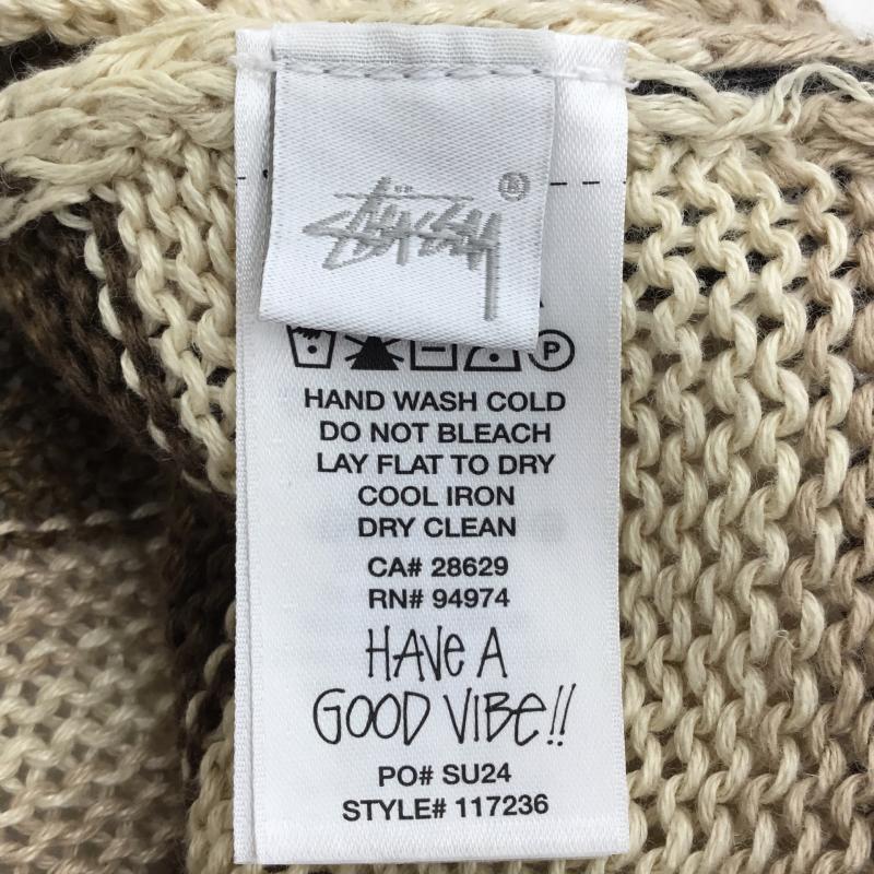 ステューシー STUSSY ニット、セーター 長袖 Tonal Stripe Linen Sweater M ボーダー柄 茶 / ブラウン /  メンズ USED 古着 中古 10135822