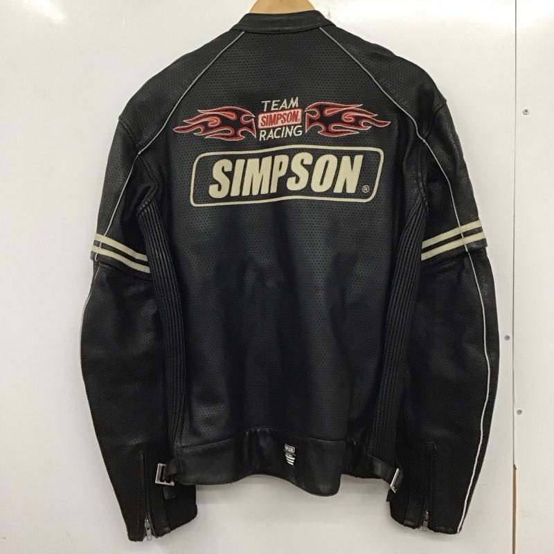 シンプソン SIMPSON ジャケット、上着 ジャケット、ブレザー ジップアップジャケット カウレザージャケット アウター 古着 パンチングレザー ロゴ、文字 黒 / ブラック /  メンズ USED 古着 中古 10135826