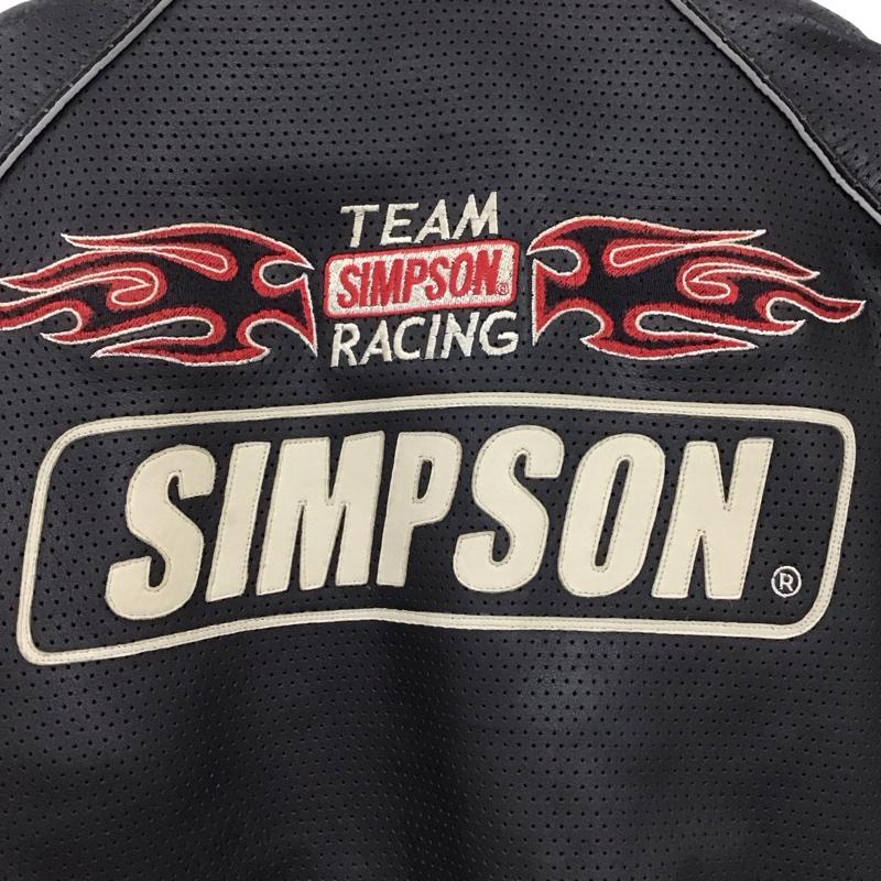 シンプソン SIMPSON ジャケット、上着 ジャケット、ブレザー ジップアップジャケット カウレザージャケット アウター 古着 パンチングレザー ロゴ、文字 黒 / ブラック /  メンズ USED 古着 中古 10135826