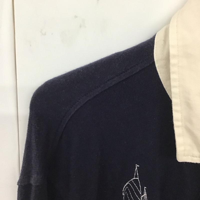 ノーティカ NAUTICA ポロシャツ 長袖 長袖ポロシャツ 長袖カットソー カラーシャツ XL ロゴ、文字 紺 / ネイビー /  メンズ USED 古着 中古 10135972