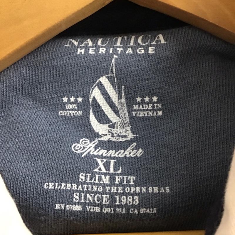 ノーティカ NAUTICA ポロシャツ 長袖 長袖ポロシャツ 長袖カットソー カラーシャツ XL ロゴ、文字 紺 / ネイビー /  メンズ USED 古着 中古 10135972