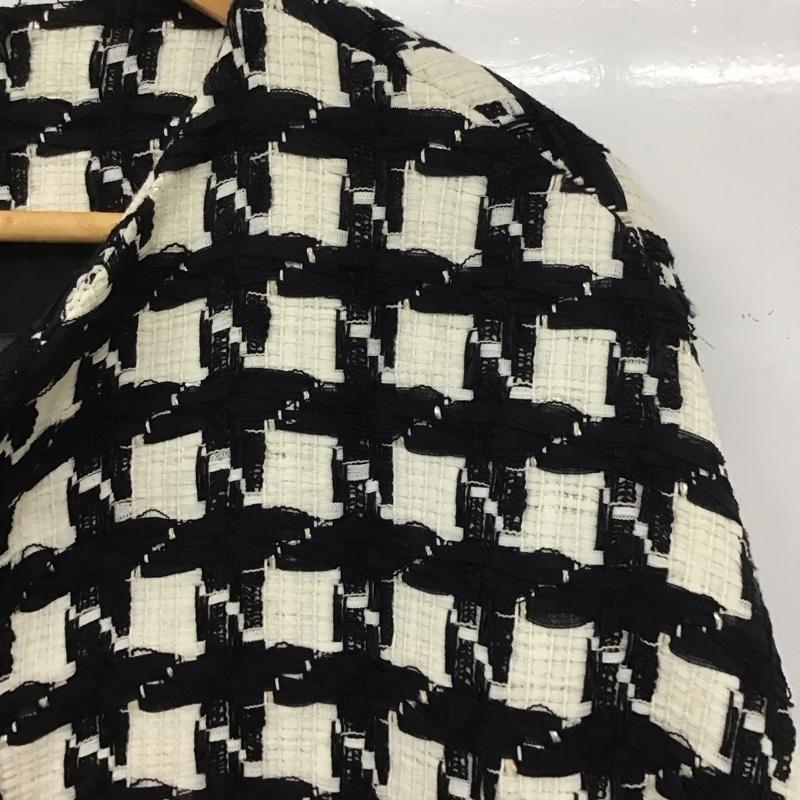 マックスマーラ MaxMara ジャケット、上着 ジャケット、ブレザー 長袖ジャケット アウター 前ボタン ノーカラージャケット 40 総柄 白 / ホワイト / X 黒 / ブラック /  レディース USED 古着 中古 10136029