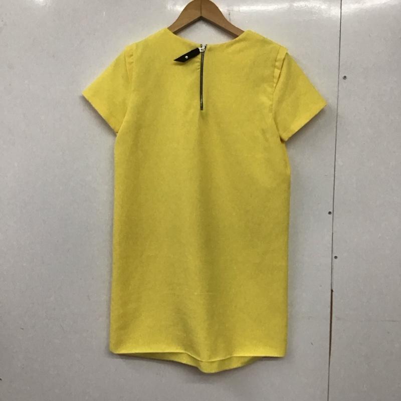 ザラベーシック ZARA BASIC ワンピース ロングスカート 半袖ワンピース タイトスカート ジップアップ クルーネック M 無地 黄 / イエロー /  レディース USED 古着 中古 10136058