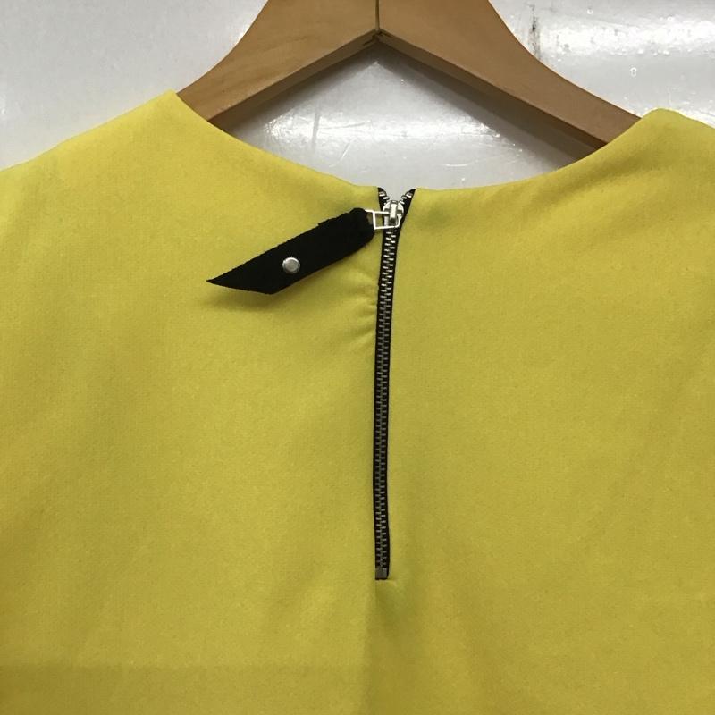 ザラベーシック ZARA BASIC ワンピース ロングスカート 半袖ワンピース タイトスカート ジップアップ クルーネック M 無地 黄 / イエロー /  レディース USED 古着 中古 10136058