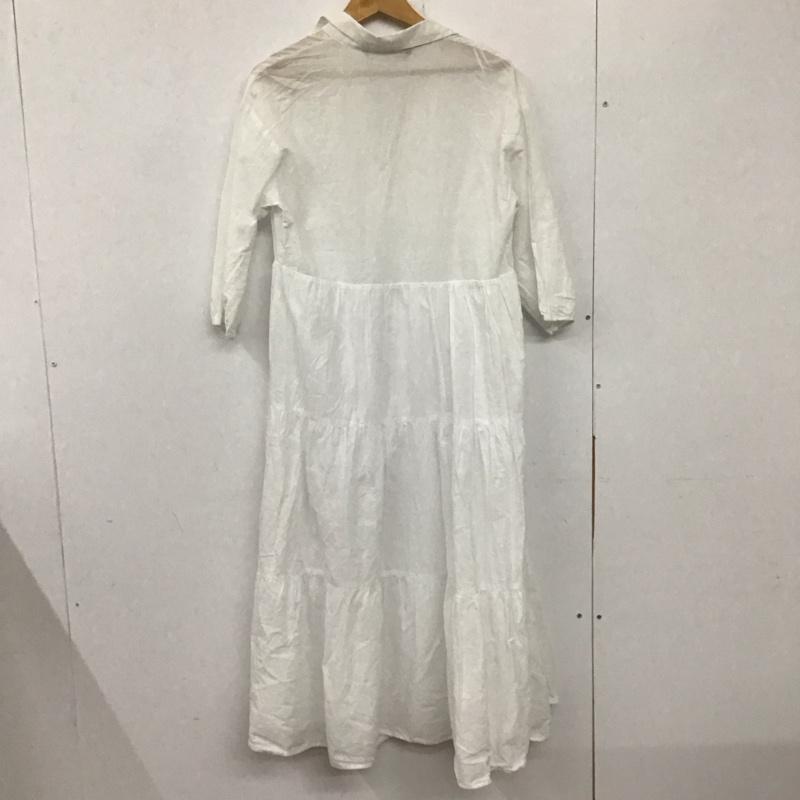 ザラ ZARA ワンピース ロングスカート 半袖ロングワンピース フレアスカート ウエスト切り替え カラーシャツ S 無地 白 / ホワイト /  レディース USED 古着 中古 10136059