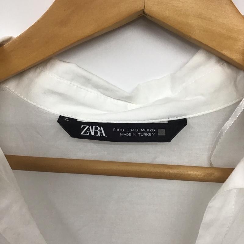 ザラ ZARA ワンピース ロングスカート 半袖ロングワンピース フレアスカート ウエスト切り替え カラーシャツ S 無地 白 / ホワイト /  レディース USED 古着 中古 10136059