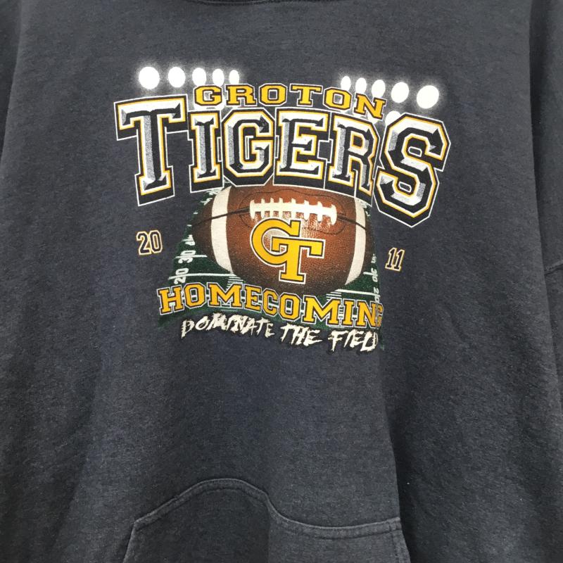 ギルダン GILDAN パーカー 長袖 FOOT BALL XL プリント 灰 / グレー /  メンズ USED 古着 中古 10136077