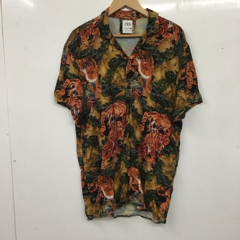 ザラ ZARA シャツ、ブラウス 半袖 半袖シャツ プリントシャツ カジュアルシャツ L プリント マルチカラー / マルチカラー /  メンズ USED 古着 中古 10136142