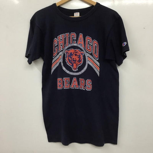 チャンピオン Champion Tシャツ 半袖 半袖カットソー プリントTシャツ クルーネックカットソー ヴィンテージ古着 80s M ロゴ、文字 紺 / ネイビー /  メンズ USED 古着 中古 10136172