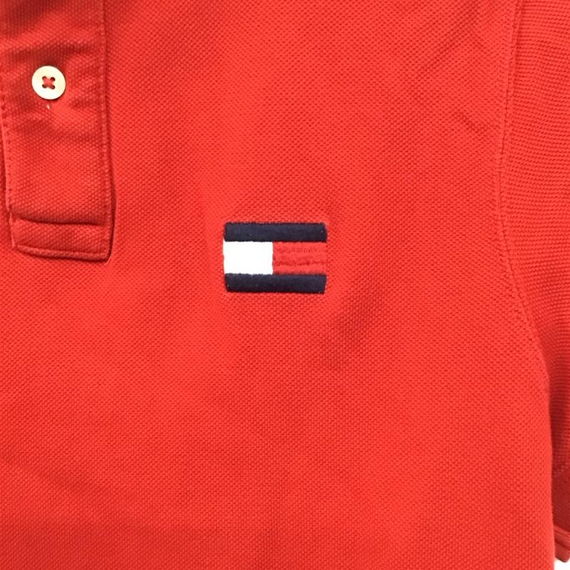 トミーヒルフィガー TOMMY HILFIGER ポロシャツ 半袖 半袖ポロシャツ カラーシャツ 半袖カットソー S ロゴ、文字 赤 / レッド /  メンズ USED 古着 中古 10136241