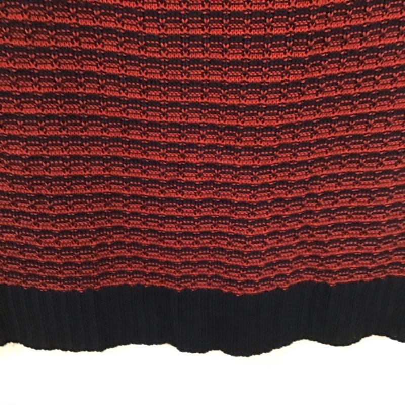 セシルマクビー CECIL McBEE ニット、セーター 半袖 半袖ニット ワイドネック ニットカットソー M 総柄 紺 / ネイビー / X 赤 / レッド /  レディース USED 古着 中古 10136255