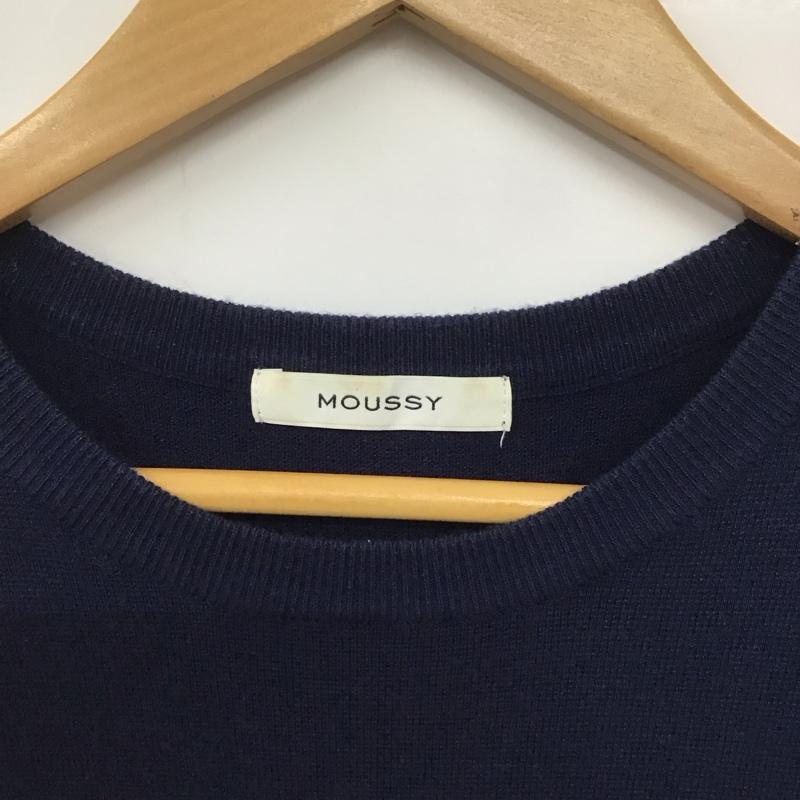 マウジー MOUSSY ニット、セーター 半袖 0108ac70-6400 プルオーバー7分袖ニット セーター 半袖ニットカットソー FREE 無地 紺 / ネイビー /  レディース USED 古着 中古 10136260