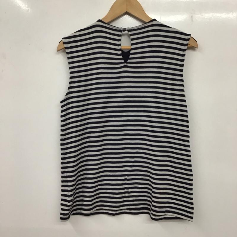 ジルスチュアート JILLSTUART タンクトップ タンクトップ ノースリーブカットソー カラーネック プルオーバー M ボーダー柄 灰 / グレー / X 黒 / ブラック / X 紺 / ネイビー /  レディース USED 古着 中古 10136261
