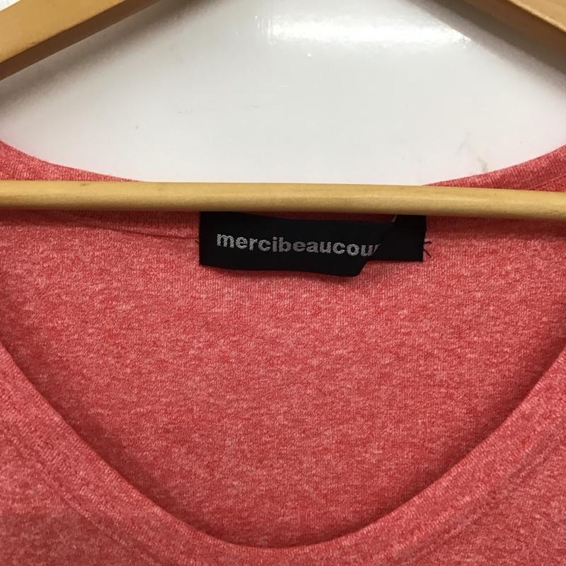 メルシーボークー mercibeaucoup, Tシャツ 半袖 プリントTシャツ クルーネックカットソー ノースリーブカットソー 1 ロゴ、文字 赤 / レッド /  レディース USED 古着 中古 10136268
