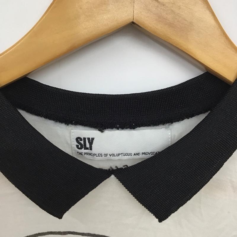 スライ SLY カットソー 半袖 ノースリーブカットソー プルオーバー カラーシャツ プリントTシャツ 2 ロゴ、文字 白 / ホワイト /  レディース USED 古着 中古 10136270