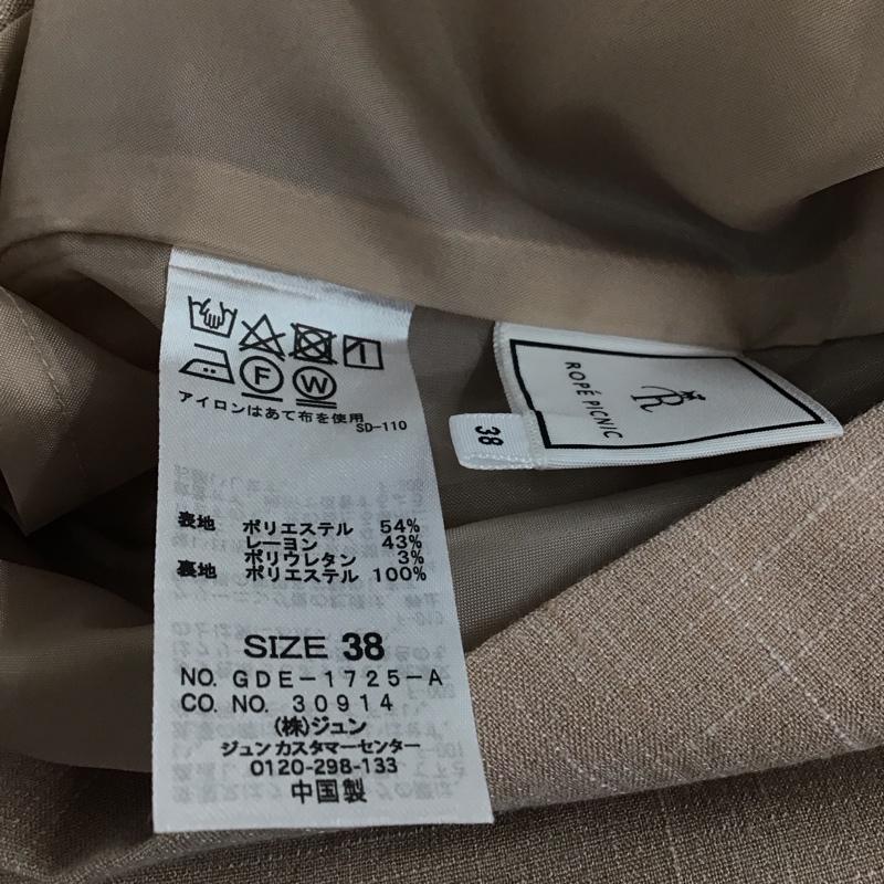 ロペピクニック ROPE  PICNIC ワンピース ミニスカート ノースリーブワンピース ミニワンピース ウエスト切り替え Vネック 38 総柄 ベージュ / ベージュ /  レディース USED 古着 中古 10136433