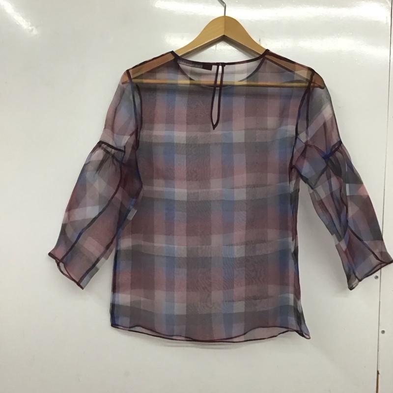 ザラベーシック ZARA BASIC カットソー 半袖 半袖カットソー クルーネックカットソー シースルーチェック S チェック マルチカラー / マルチカラー /  レディース USED 古着 中古 10136459