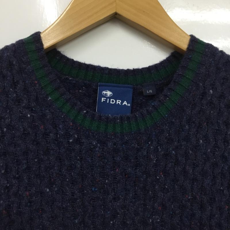 古着 USED ニット、セーター 長袖 FI38TJ04 ネップセーター FIDRA タグ付き L ワンポイント 紺 / ネイビー /  メンズ USED 古着 中古 10136510