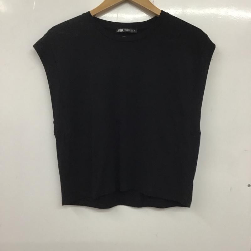 ザラ ZARA カットソー 半袖 S 無地 黒 / ブラック /  レディース USED 古着 中古 10136521