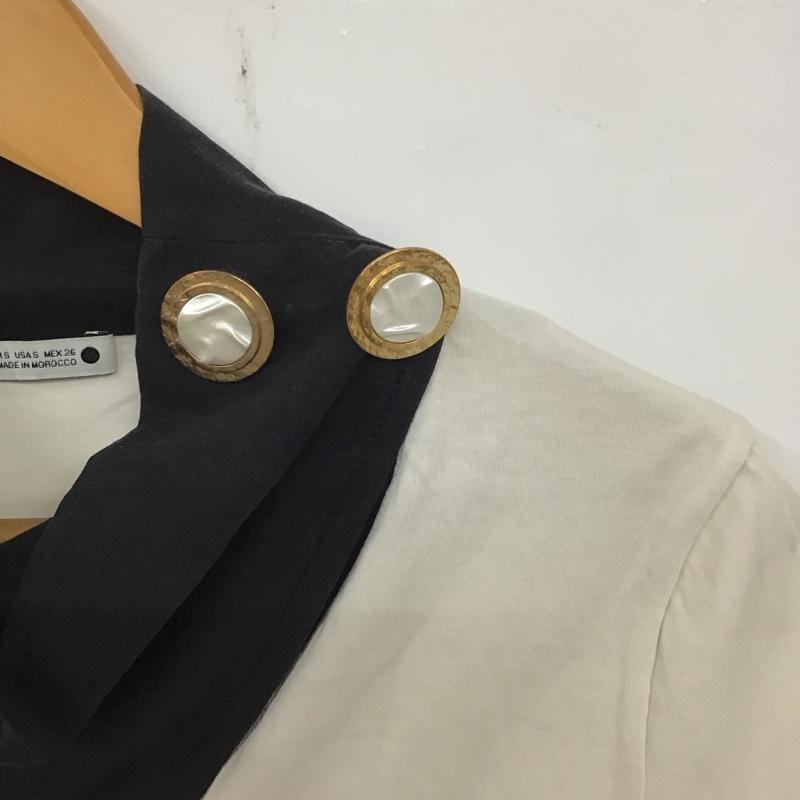 ザラ ZARA カットソー 半袖 S 無地 白 / ホワイト / X 黒 / ブラック /  レディース USED 古着 中古 10136525
