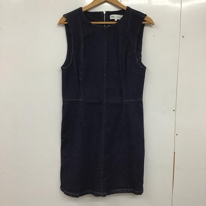 ザラ ZARA ワンピース ひざ丈スカート XL 無地 インディゴ / インディゴ /  レディース USED 古着 中古 10136614