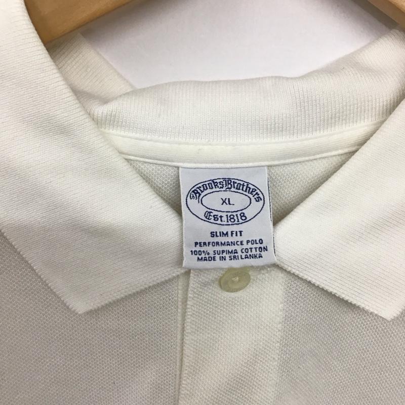 ブルックスブラザーズ BROOKS BROTHERS ポロシャツ 半袖 半袖ポロシャツ カラーシャツ 半袖カットソー XL ロゴ、文字 白 / ホワイト /  メンズ USED 古着 中古 10136683