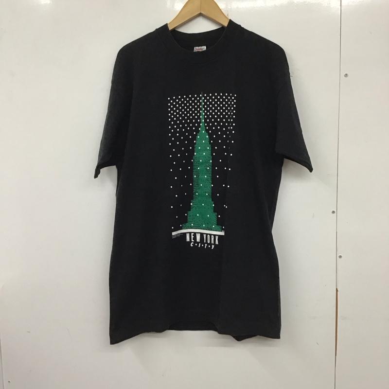 フルーツオブザルーム FRUIT OF THE LOOM Tシャツ 半袖 半袖カットソー プリントTシャツ クルーネックカットソー L プリント 黒 / ブラック /  メンズ USED 古着 中古 10136729