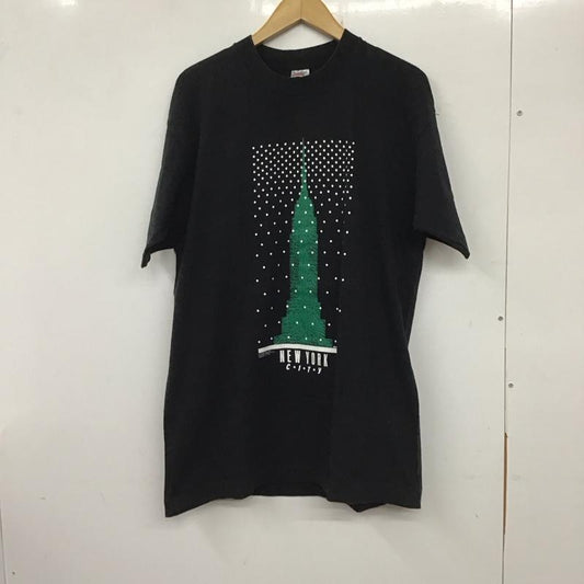 フルーツオブザルーム FRUIT OF THE LOOM Tシャツ 半袖 半袖カットソー プリントTシャツ クルーネックカットソー L プリント 黒 / ブラック /  メンズ USED 古着 中古 10136729