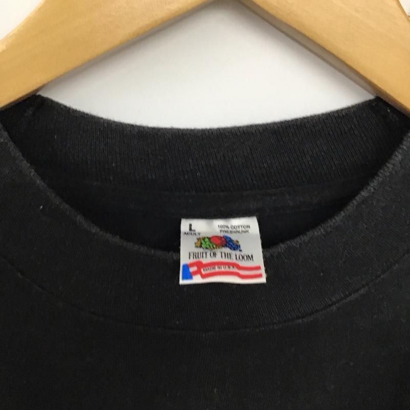 フルーツオブザルーム FRUIT OF THE LOOM Tシャツ 半袖 半袖カットソー プリントTシャツ クルーネックカットソー L プリント 黒 / ブラック /  メンズ USED 古着 中古 10136729