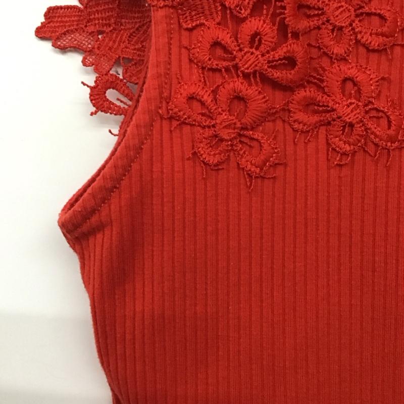 ロペピクニック ROPE  PICNIC カットソー 半袖 ノースリーブカットソー クルーネック プルオーバー 40 無地 赤 / レッド /  レディース USED 古着 中古 10136740