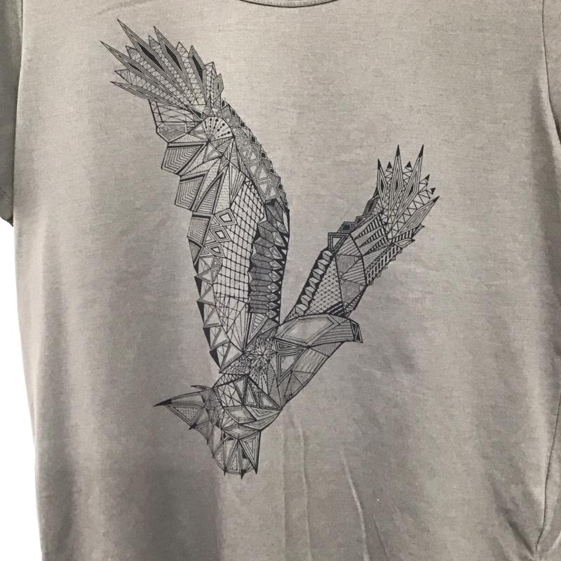 ミッシェル・クラン MICHEL KLEIN Tシャツ 半袖 半袖カットソー プリントTシャツ クルーネックカットソー 38 プリント 灰 / グレー /  レディース USED 古着 中古 10136752