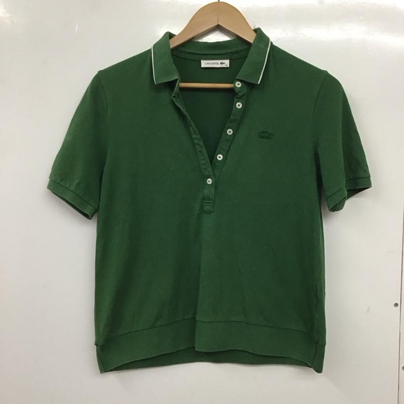 ラコステ LACOSTE ポロシャツ 半袖 半袖ポロシャツ カラーシャツ 半袖カットソー 38 ロゴ、文字 緑 / グリーン /  レディース USED 古着 中古 10136753