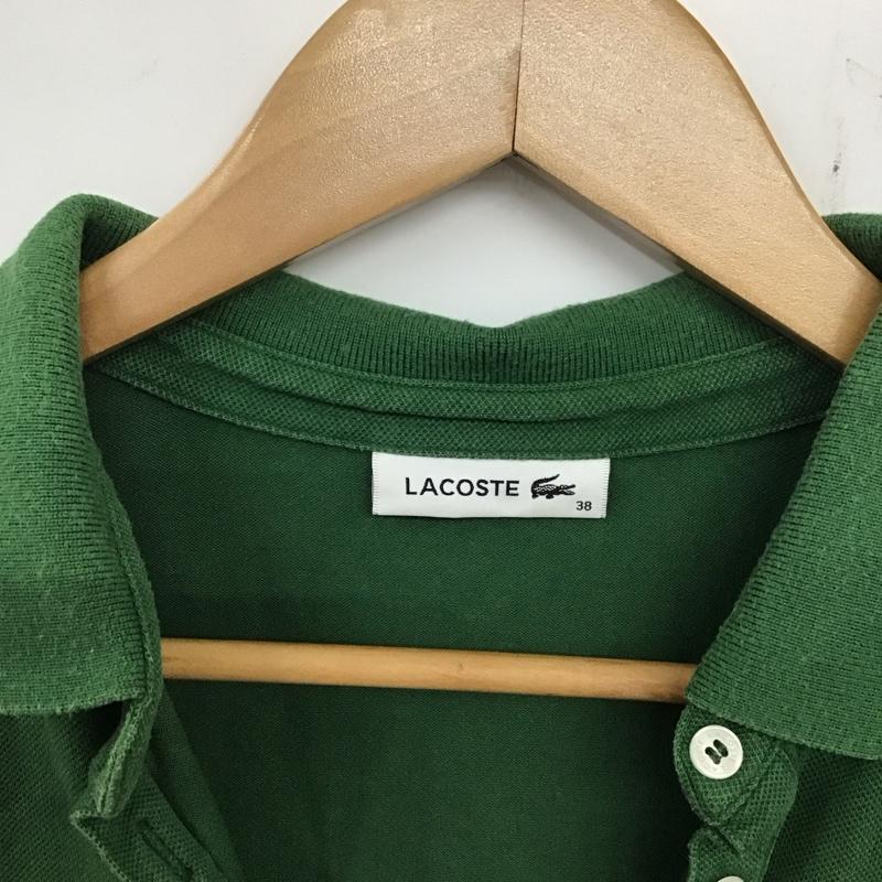 ラコステ LACOSTE ポロシャツ 半袖 半袖ポロシャツ カラーシャツ 半袖カットソー 38 ロゴ、文字 緑 / グリーン /  レディース USED 古着 中古 10136753