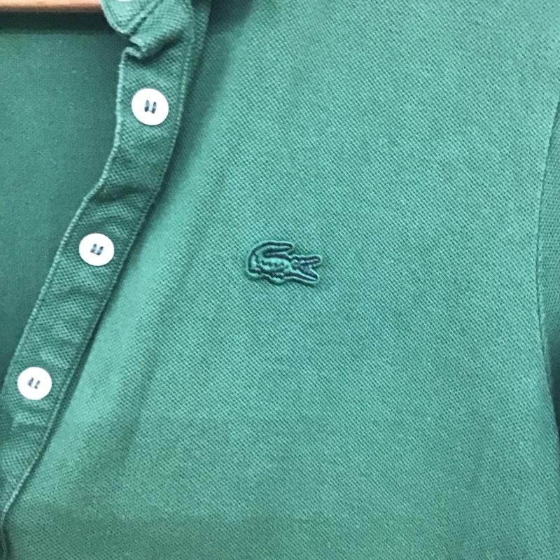 ラコステ LACOSTE ポロシャツ 半袖 半袖ポロシャツ カラーシャツ 半袖カットソー 38 ロゴ、文字 緑 / グリーン /  レディース USED 古着 中古 10136753
